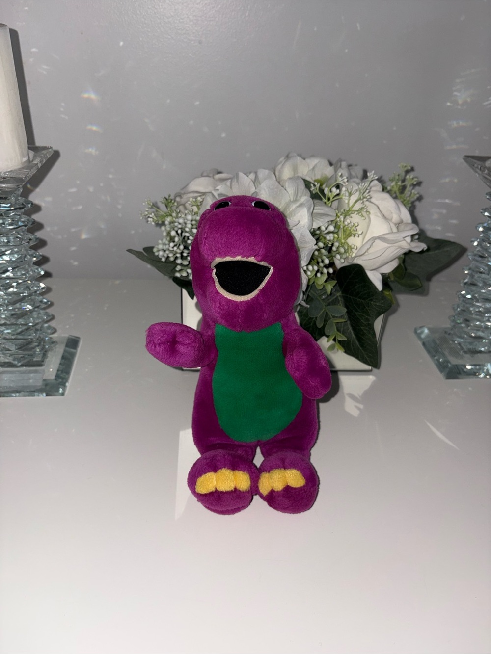 Barney The Purple Dinosaur Vintage 1996 Toy with Green Belly and Yellow Toes